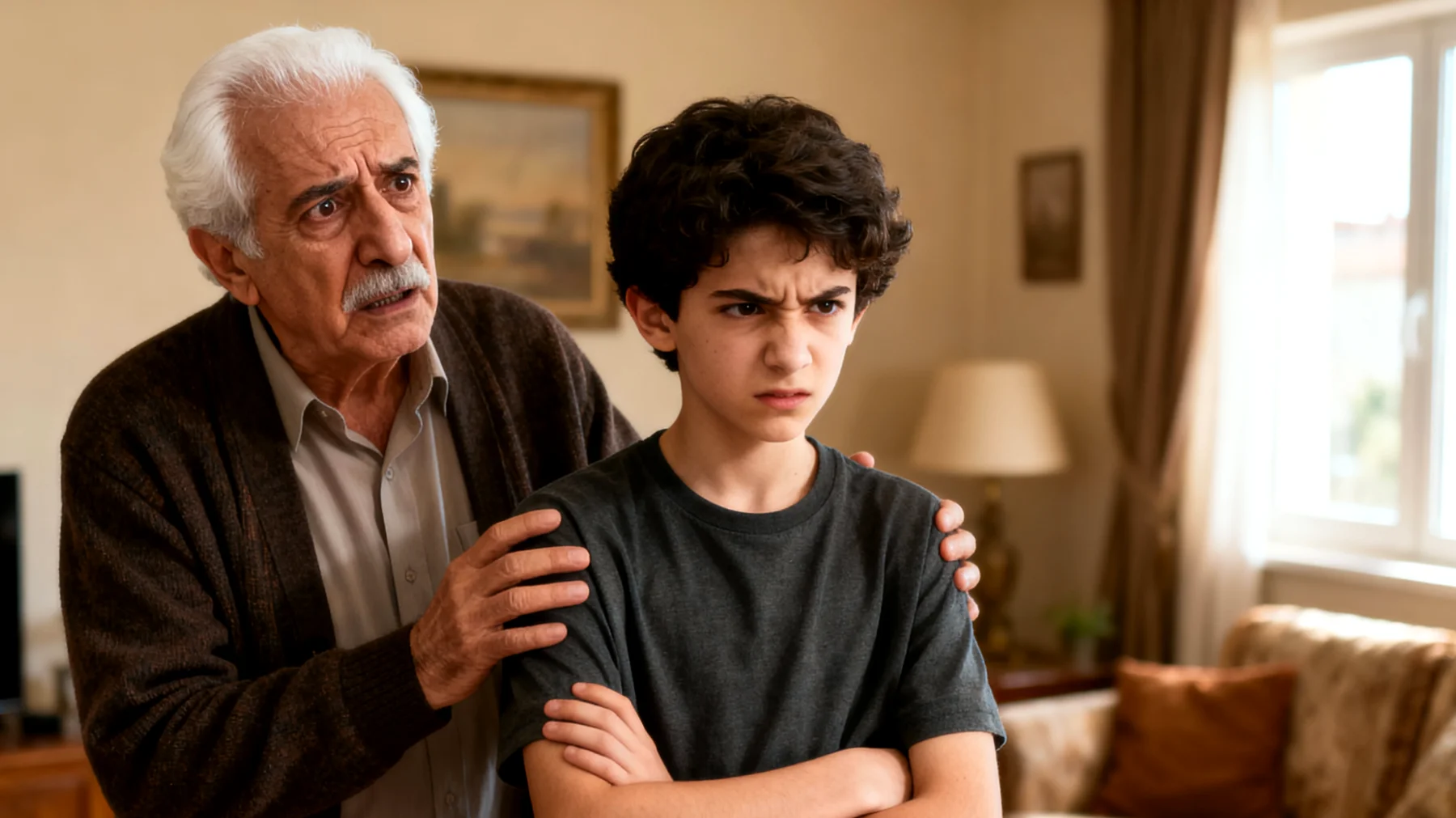 Büyükbaba, ergen torununun öfke patlamaları ve ani duygusal değişimleriyle başa çıkmakta zorlanıyor ve nasıl tepki vereceğini bilemiyor"