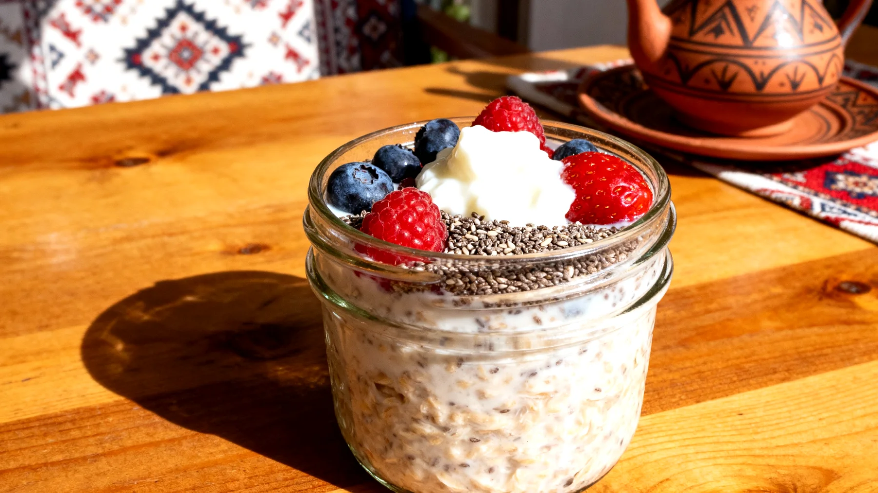 Kefir ve Chia Tohumlu Yulaf Ezmesi (Overnight Oats)"