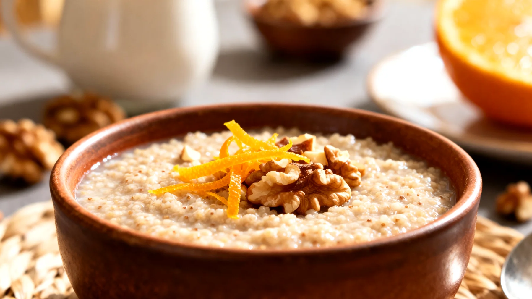 Amarant lapası (portakal kabuğu rendesi ve cevizle)"