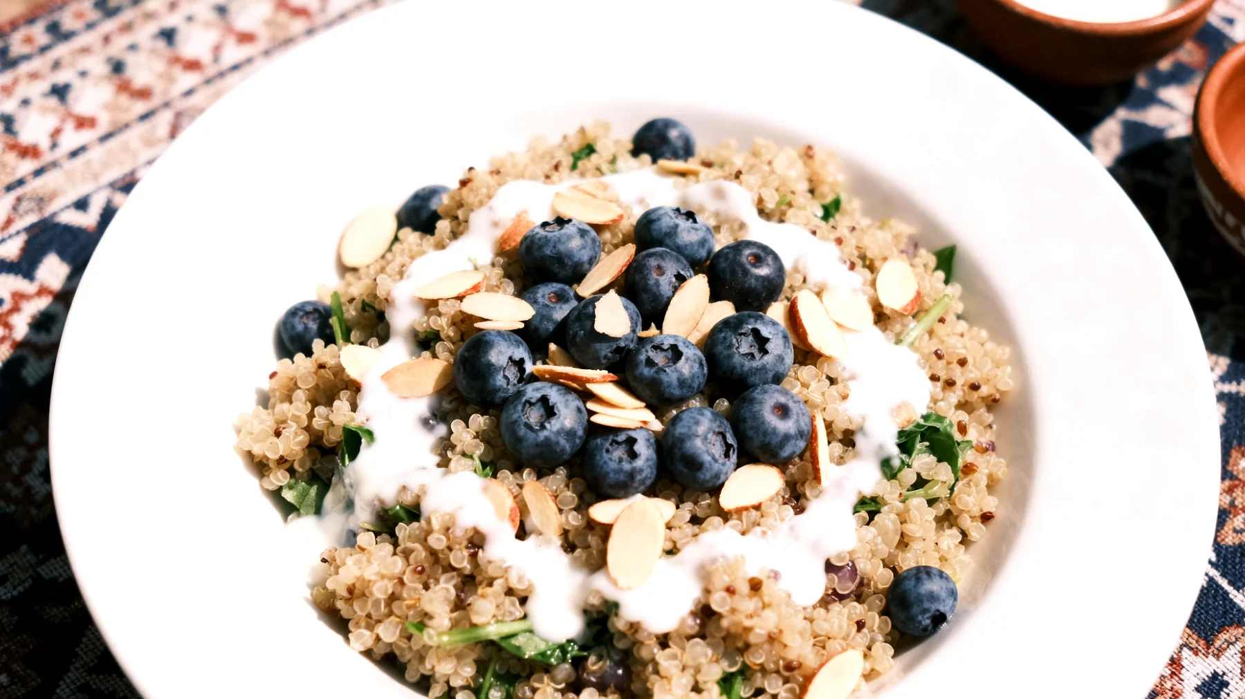 Kefirli Kinoa Salatası (yaban mersini ve badem ile)"