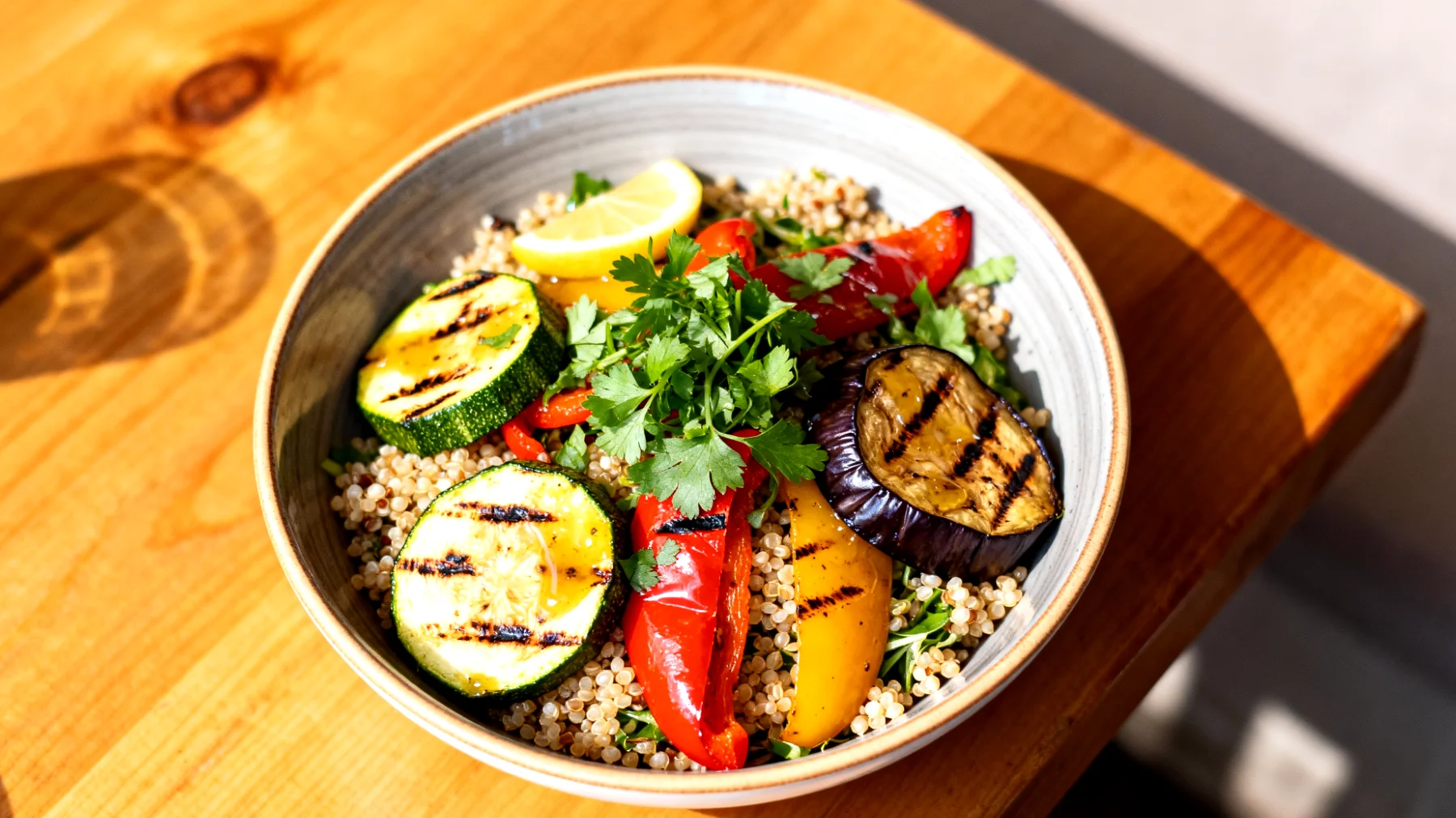 Kinoa ve Izgara Sebze Salatası (Limon-Zencefil Soslu)"