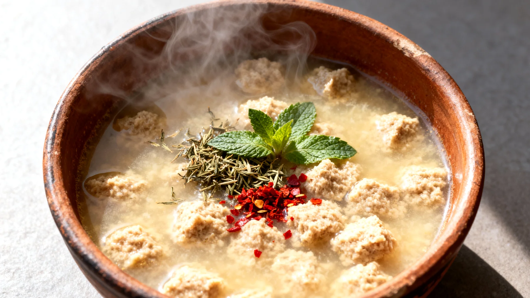 Tarhana çorbası (ev yapımı veya tam buğday bazlı)"